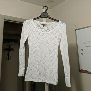 White long sleeve tee with sheer design